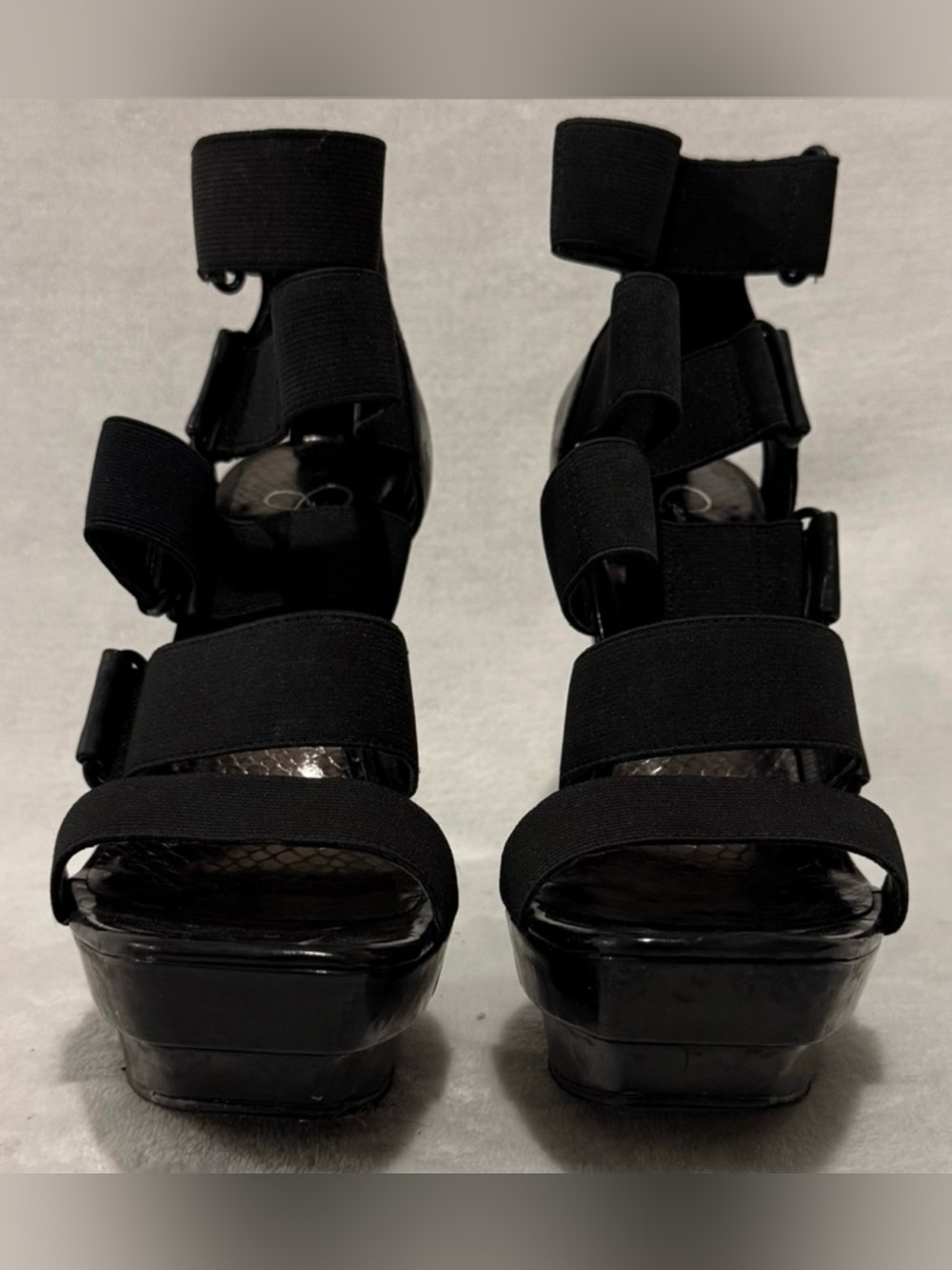 Jessica Simpson JS-Kale Black Elastic Strappy Platform Heels - Picture 5 of 14